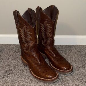 Men's Justin Tekno Crepe Brown Leather Cowboy Boots 9D